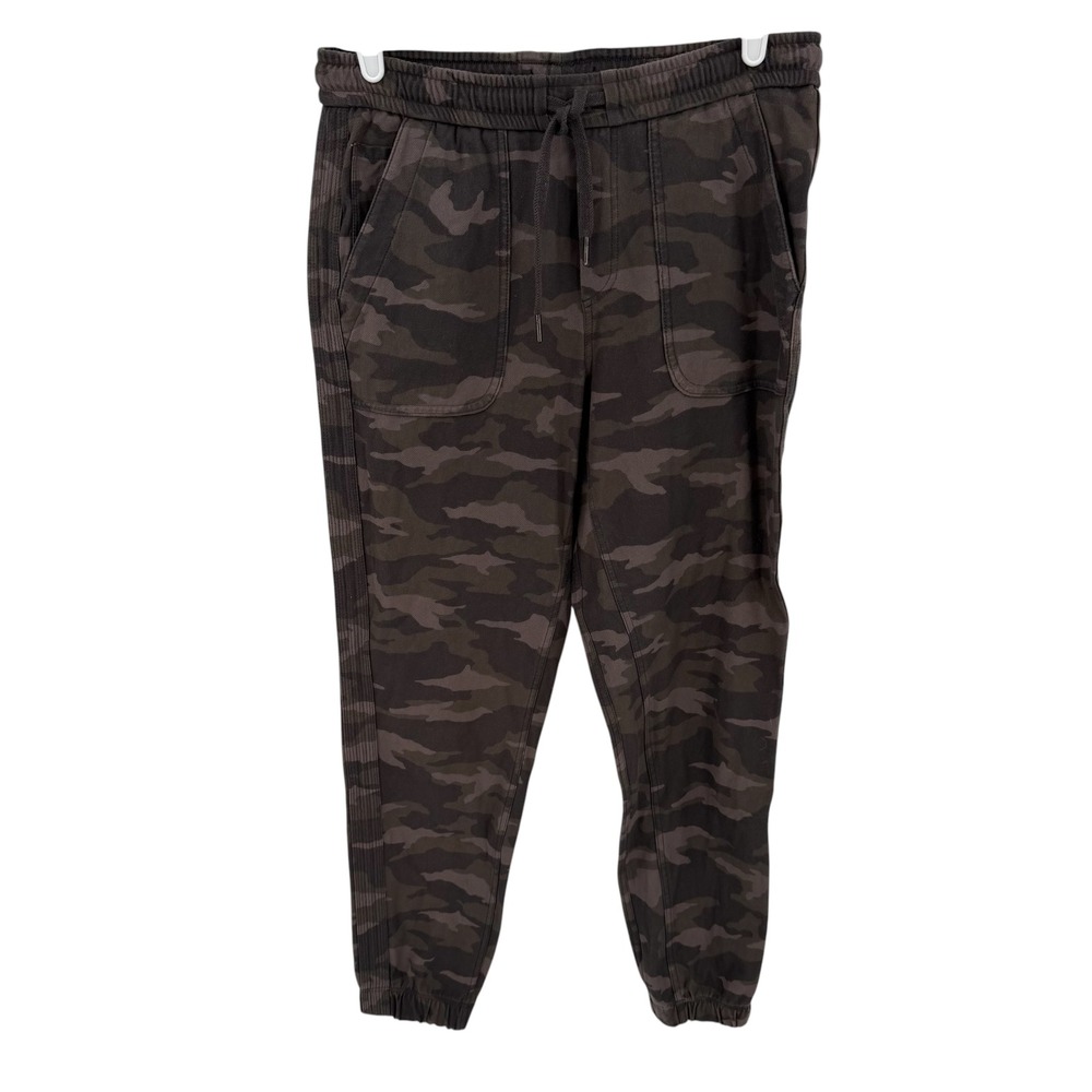 Athleta Farallon Jogger Women 6 Brown Camo Cotton Stretch Pants Gorpcore Travel